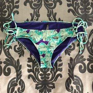 Side-Tie Palm Print Bikini Bottoms